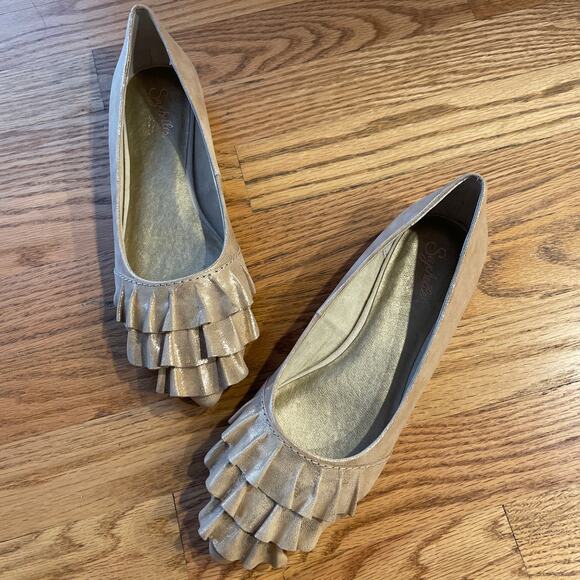 New Seychelles Anthropologie pointed toe flats gold metallic size 7.5 - Picture 3 of 10